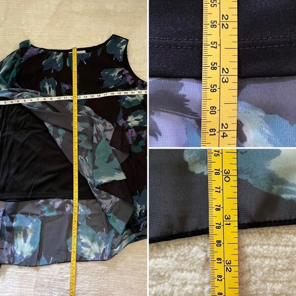 V by Vanessa Williams Asymmetrical Womens Flutter Blouse Sz 2X Floral - Picture 8 of 11